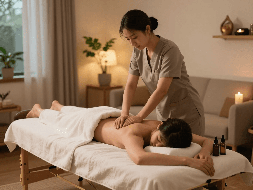 Experience premium 분당출장안마 service in a serene home environment, showcasing expert massage therapy and relaxation.