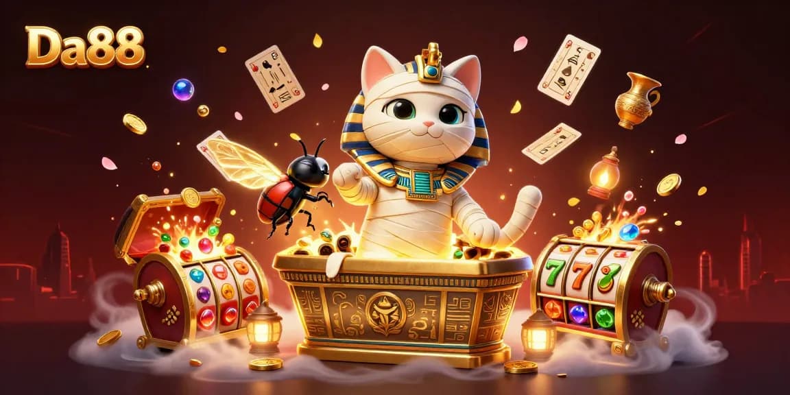 Experience the thrill of winning big at Da88 with captivating 3D casino illustration showing dynamic gambling elements.