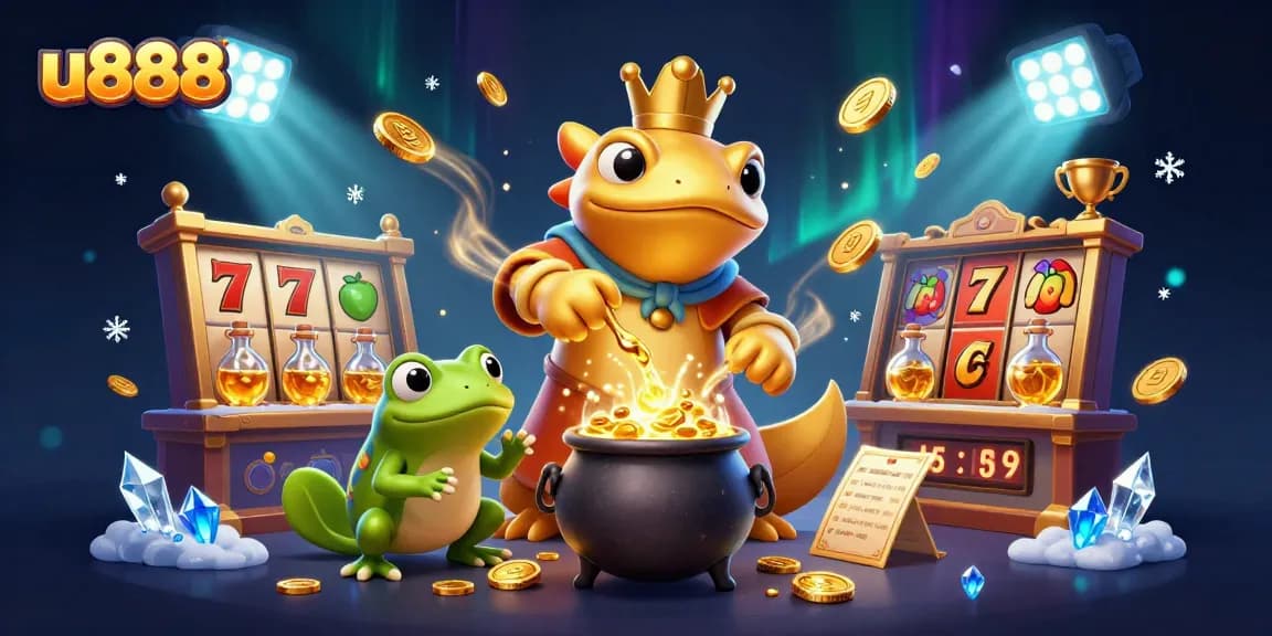 Experience exciting slots with u888: dynamic game elements and golden treasures surround alchemist.