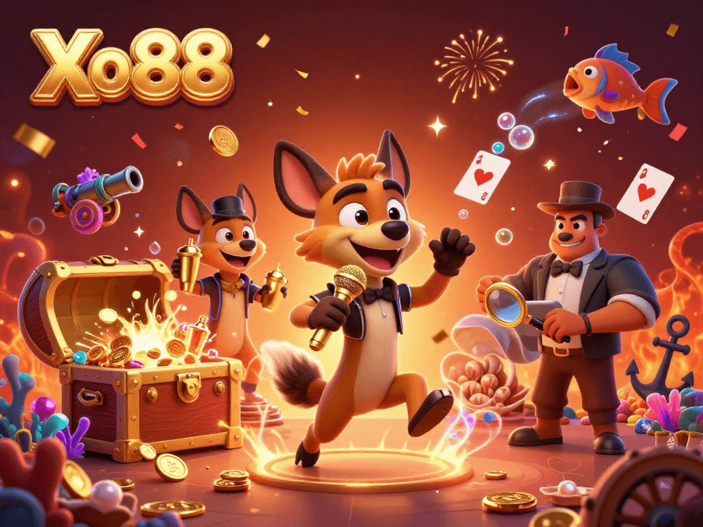 Experience lively comedy at Xo88's casino club featuring hyenas mixing drinks and entertaining guests.