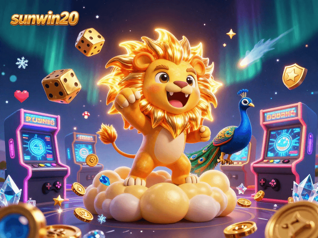 Experience thrilling gameplay with sunwin20 in this vibrant 3D casino illustration.