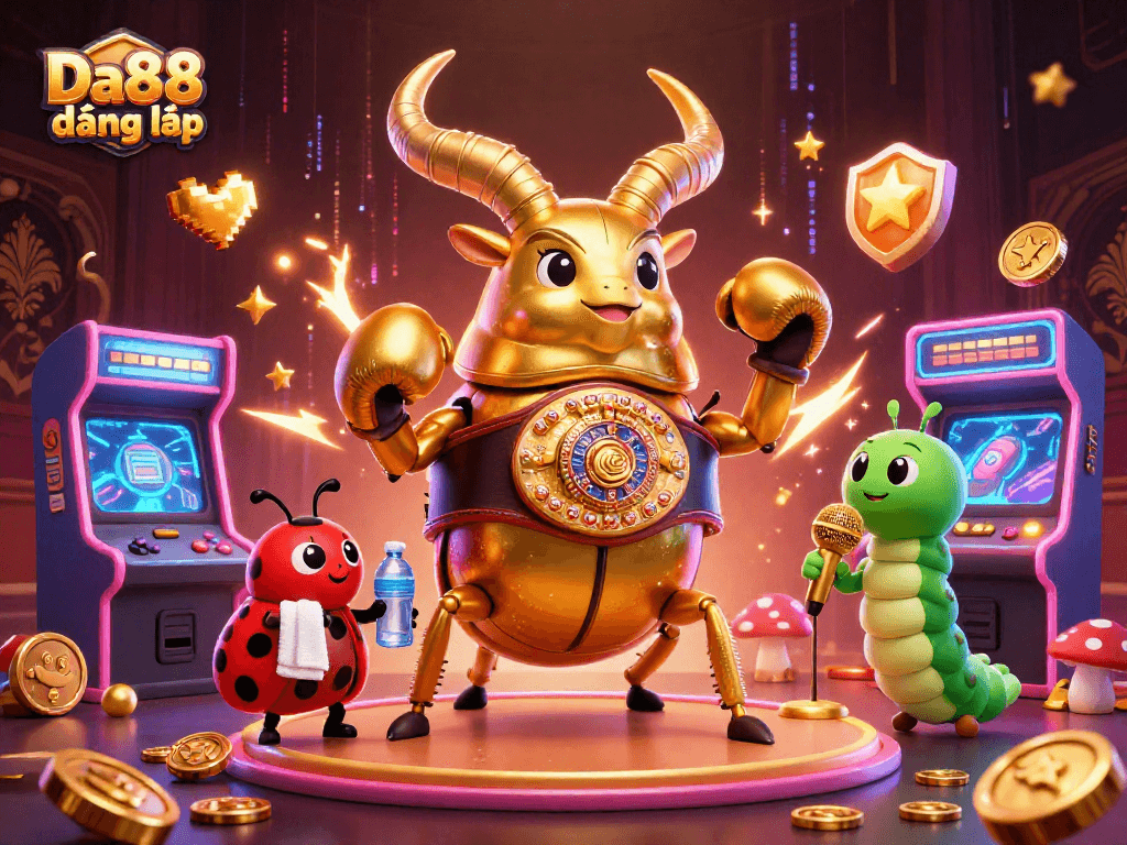 Experience the thrill of Da88 đăng nhập with vibrant casino characters and dynamics in this 3D illustration.