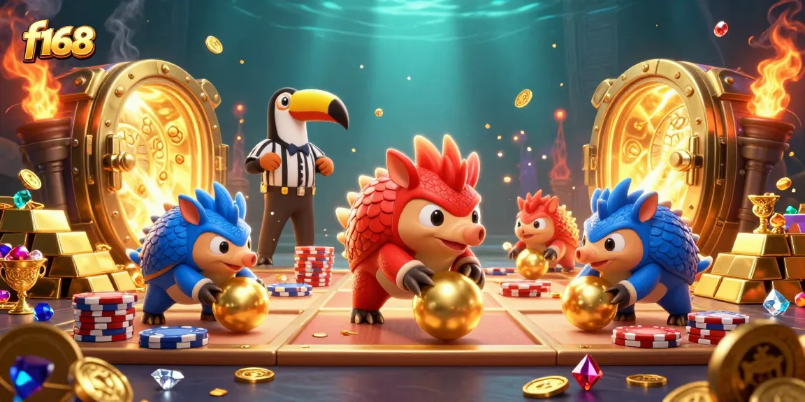 Experience the excitement of f168 as pangolins roll golden balls and scatter poker chips.