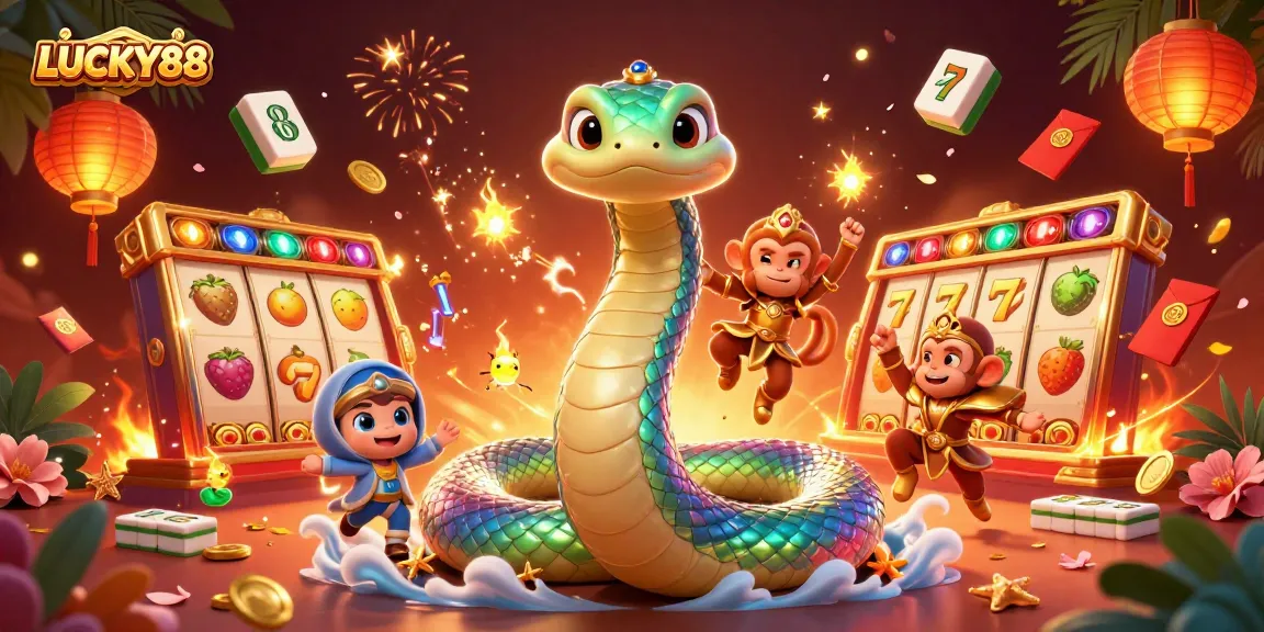 Engage in the thrilling LUCKY88 slot experience with vibrant 3D elements and playful characters.