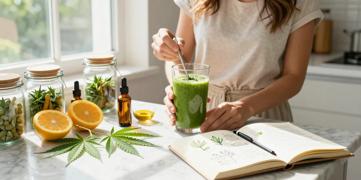 Ministry of Cannabis CBD oil and wellness products in a bright, inviting kitchen during a healthy morning routine.