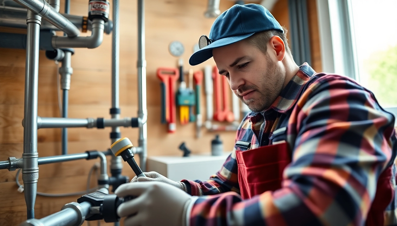 Experienced plumber west vancouver repairing pipes with essential tools in a bright setting.