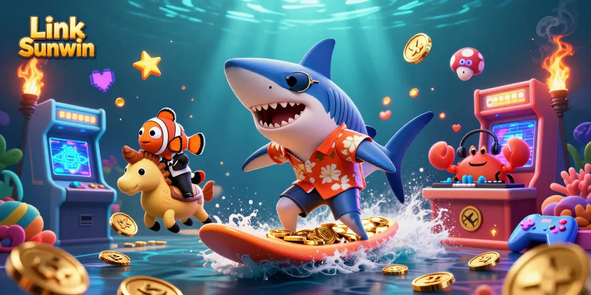 Win big with Link Sunwin at this vibrant underwater casino scene full of excitement and fun.