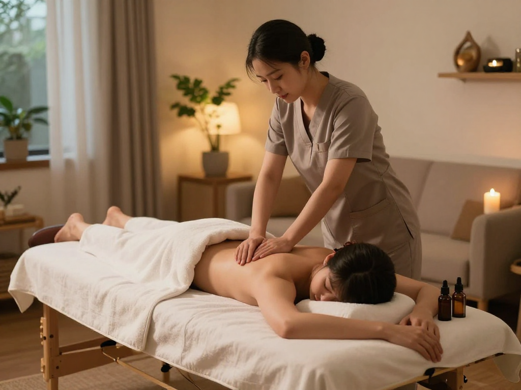 Experience premium 분당출장안마 service in a serene home environment, showcasing expert massage therapy and relaxation.