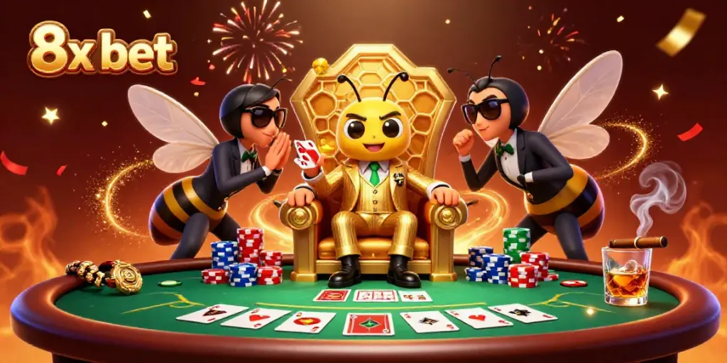 Engage with the lively world of 8x bet in this captivating casino scene featuring dynamic characters.