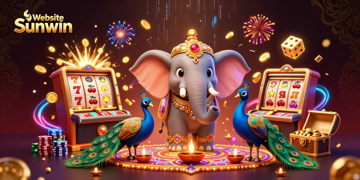 Spin winning slots on Website Sunwin with lively animated characters and vibrant gambling elements.