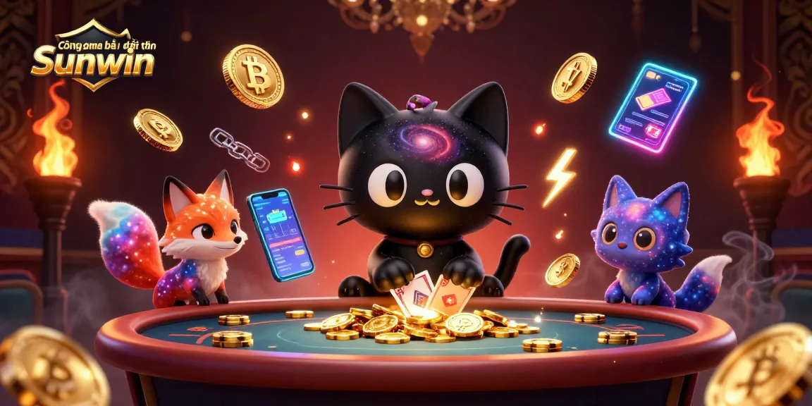 Cổng game bài đổi thưởng Sunwin offers an engaging cosmic casino experience with 3D characters pulling in winnings.