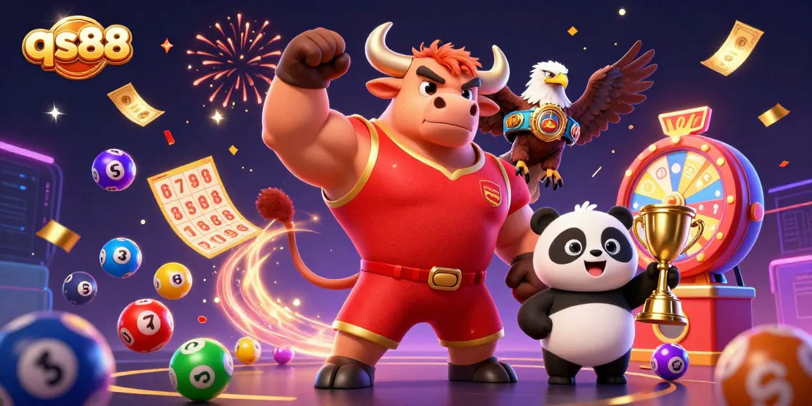Experience excitement with qs88 as the bull, eagle, and panda celebrate dynamic gambling fun.