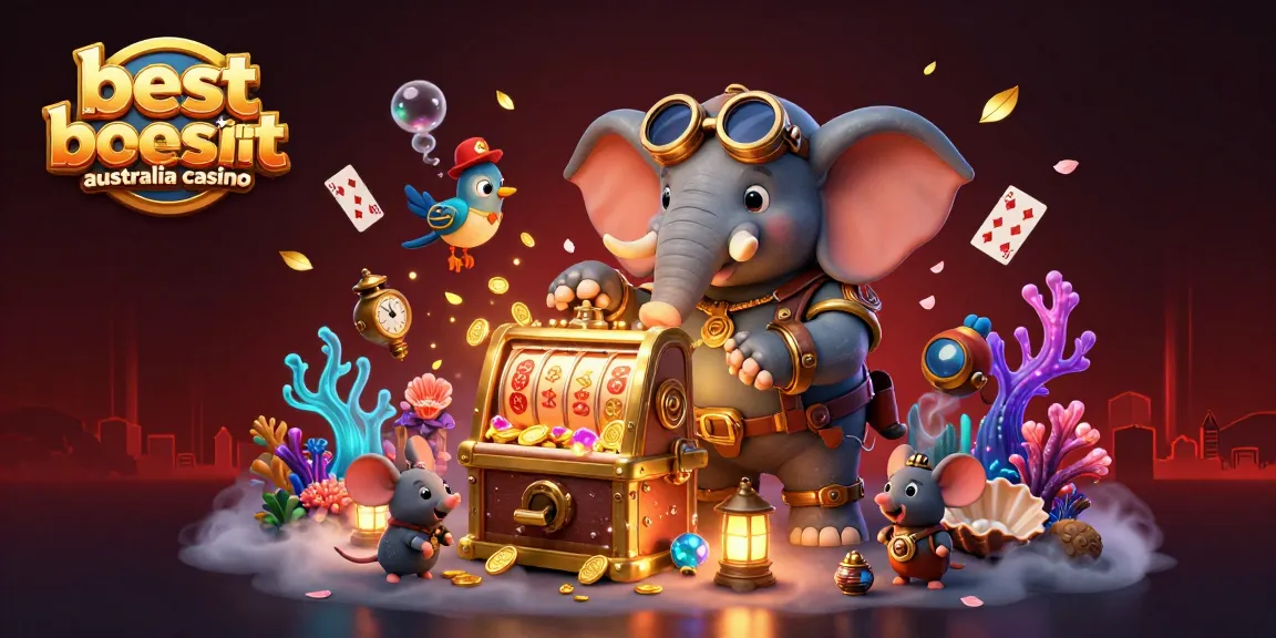 Experience the top no deposit bonuses Australia casino with a vibrant steampunk-themed 3D illustration featuring unique characters and rich gaming elements.