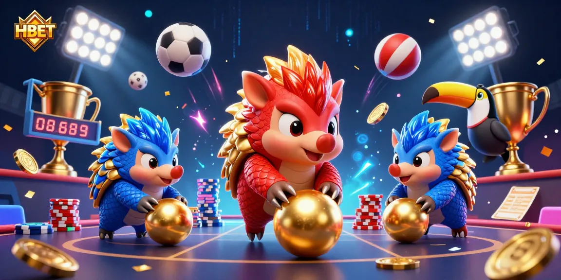 Engage with exciting HBET gambling action featuring animated pangolins in a colorful casino scene.