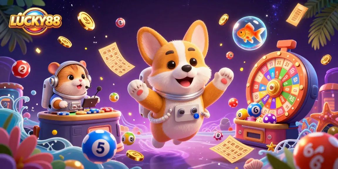 Experience thrilling gameplay with LUCKY88 in a vibrant casino space scene featuring exciting gambling elements.