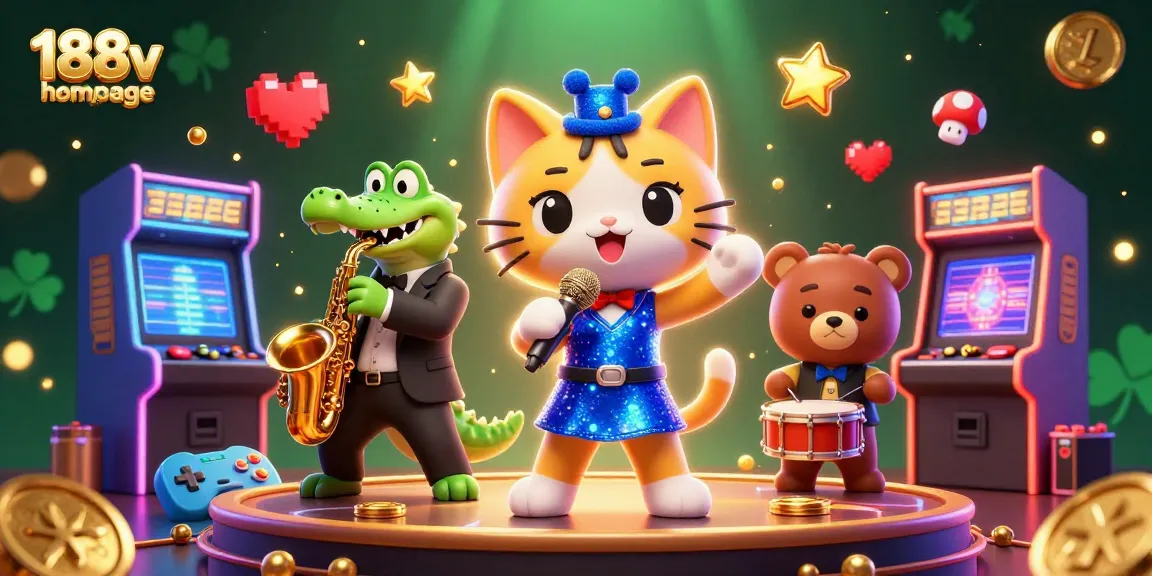 Engage with the vibrant 188v homepage featuring exciting casino characters and vivid games.