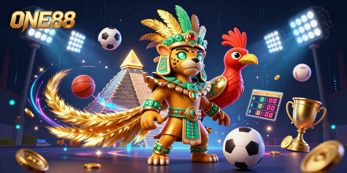 Engage in thrilling sports betting at ONE88, featuring dynamic 3D characters and vibrant gaming elements.