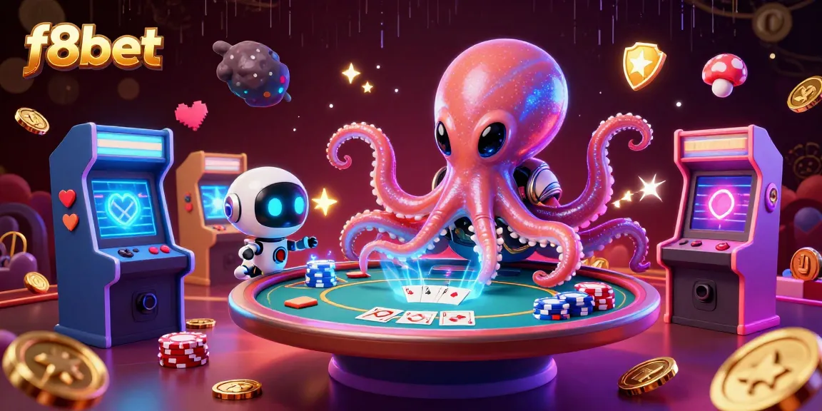 Join f8bet's thrilling poker adventure with an alien octopus and exciting game elements!